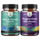 Δέσμη Advanced Brain Supplement for Memory and Focus and Magnesium Glycinate Capses for Adults - Memory Supplement for Brain Fog Clarity Energy and Rechall - Υποστήριξη ύπνου Ανοσία & Υγεία των οστών