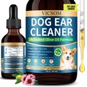 VICSOM Dog Ear Infection Treatment Drops, Natural Dog Ear Cleaner Ear Drops for Itch Relief, Support Wax, Odor & Yeast Infection, Dog Ear Cleaning Solution with Ozonated Olive Oil, 60ml
