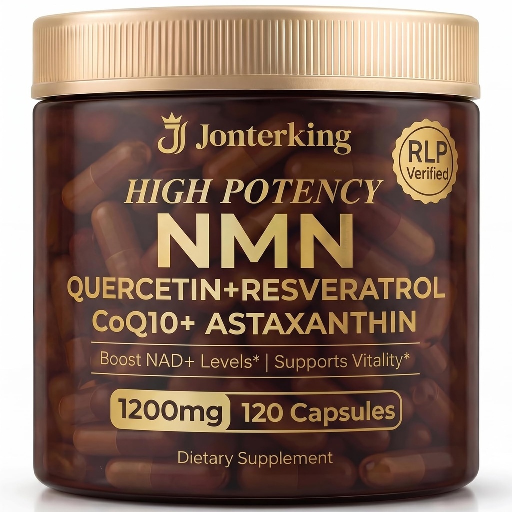 NMN Supplement, 1200mg Per Serving, 120 Capsules, 600mg Beta Nicotinamide Mononucleotide with Quercetin, Resveratrol, CoQ10 & Astaxanthin, NAD+ Support, Cellular Support, Everyday Vitality, 60 Serving
