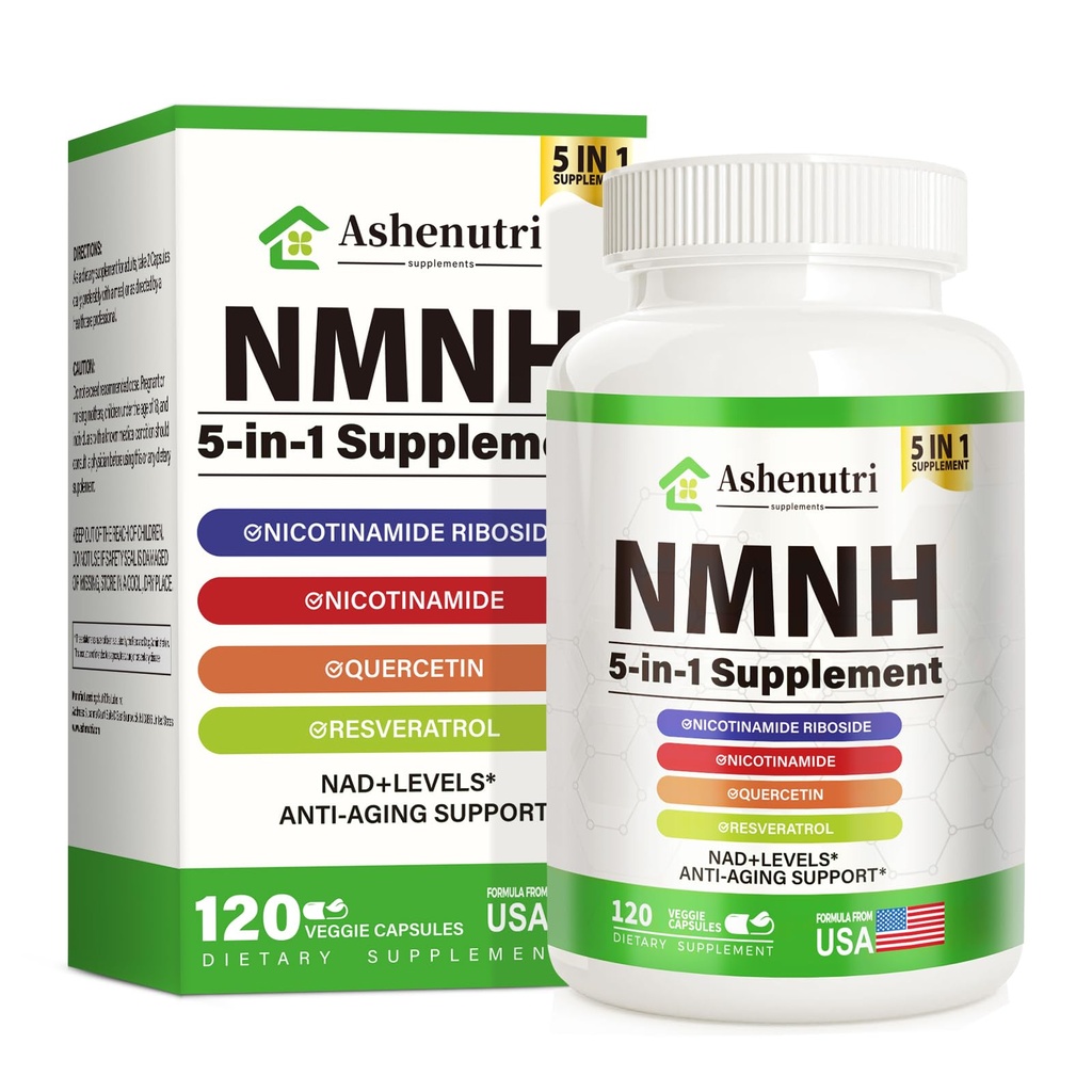 NMNH (Dihydronicotinamide Mononucleotide), NMN Alternative Supplement w/Niacinamide (Vitamin B3), Quercetin, Trans-Resveratrol, Support NAD+, Skin Cell Health*, Anti-Aging & Energy, 120 Caps