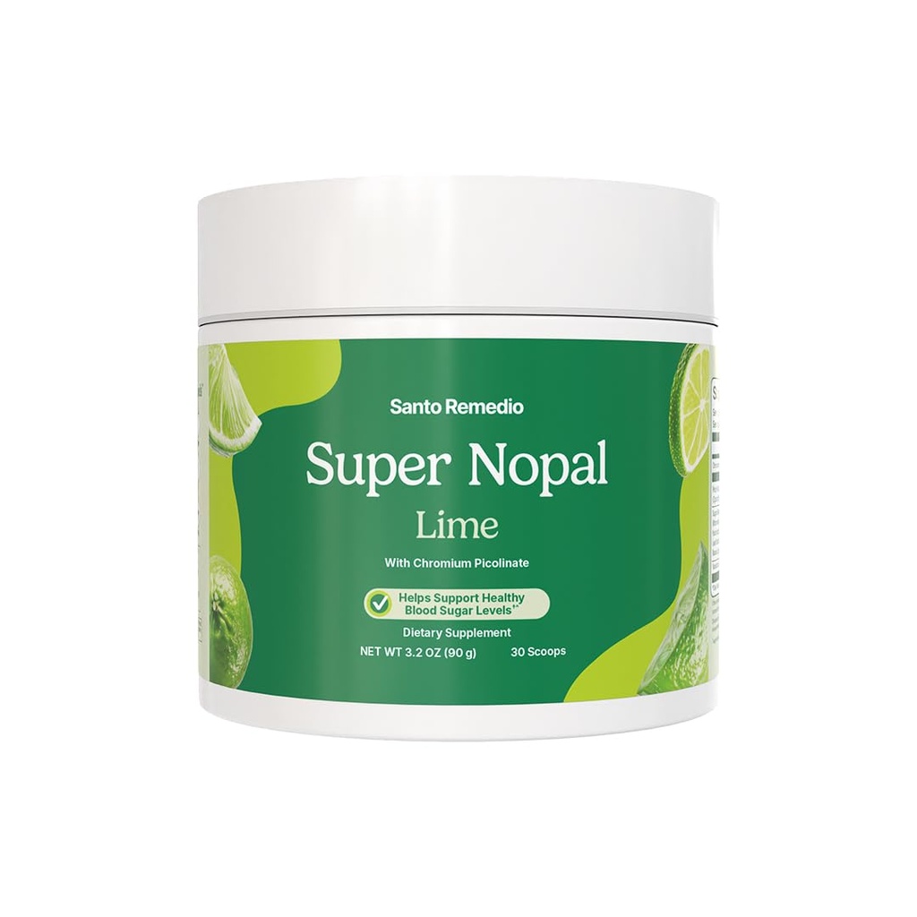 Santo Remedio Super Nopal Powder, Lime Flavor, Nopal Cactus & Prickly Pear Formula, Dietary Supplement, 90g (30 Servings), Daily Wellness Support