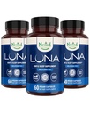 Φωλιασμένα φυσικά Luna Melatonin Δωρεάν, μη-Habit Forming βοτανικό συμπλήρωμα ύπνου w/Χαμομήλι, Βαλεριάνα, L-Θεανίνη, 180 κάψουλες Vegan (60 κάψουλες ανά φιάλη)