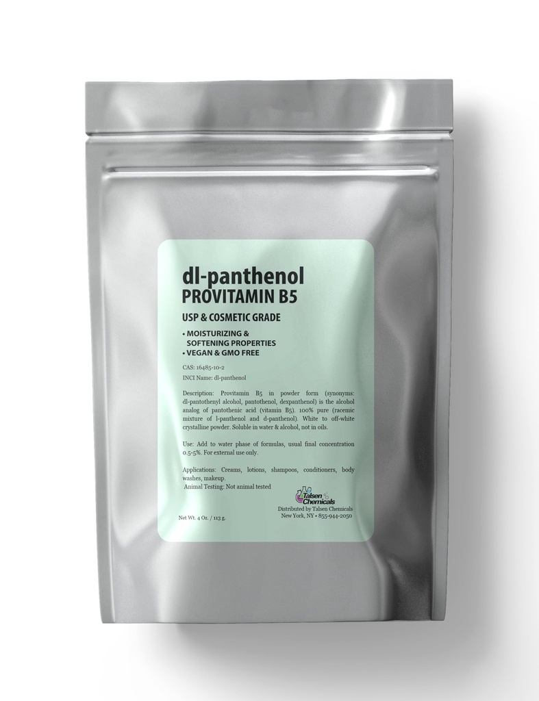 Provitamin B5 Powder dl-Panthenol DIY Panthenol Solution and Panthenol for Hair and Skin Moisturizer (4 Ounce / 113 Gram)