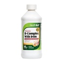 HealthA2Z® Liquid Vitamin B-Complex Plus Iron, Supports Healthy Energy Levels*, Healthy Blood Function*, Promotes Healthy Nerve Function*, Natural Orange Flavored, 16oz (473ml)