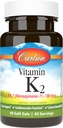 Carlson - Vitamin K2 MK-7 (Menaquinone), 180 mcg, Bone Support, Calcium Bioavailability, K2 Vitamin, Vitamin K-2, 90 Softgels