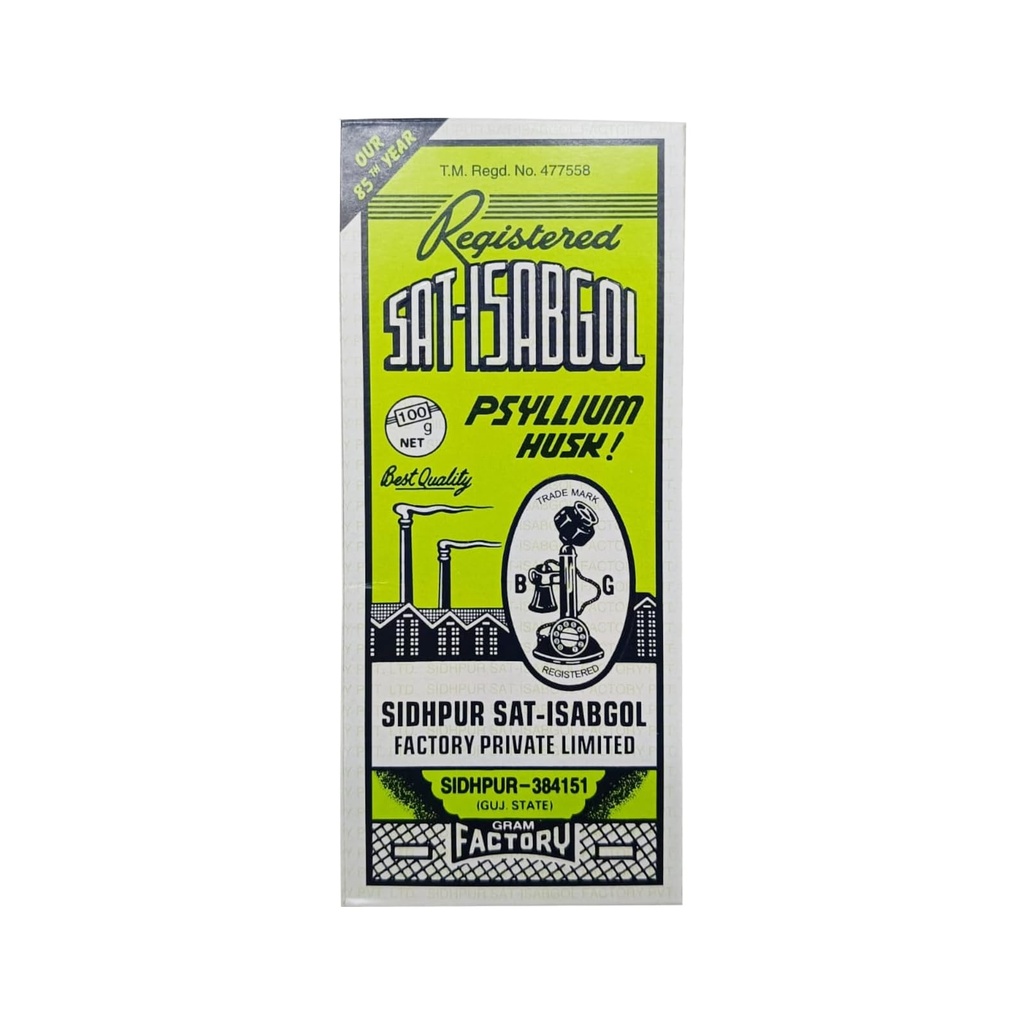 Pack of 1 - Telephone Brand Sat-Isabgol (Psyllium Husk) (100 Grams Each)