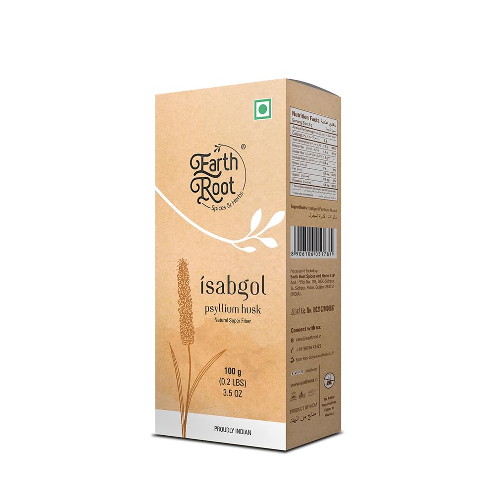 Isabgol, Psyllium Husk Powder, Vegan, Gluten Free, Supports Digestion - 100 Gram/3.5 Oz
