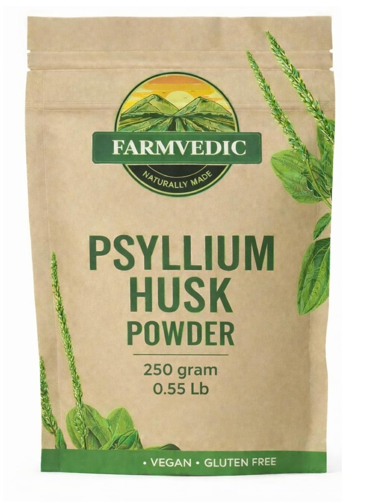 Psyllium Husk Fiber Powder Aka Isabgol Powder – Natural Soluble Fiber for Digestive Health, Gluten-Free, Non-GMO, Unflavored, 45 Teaspoons, 0.55 lb / 250 Gram