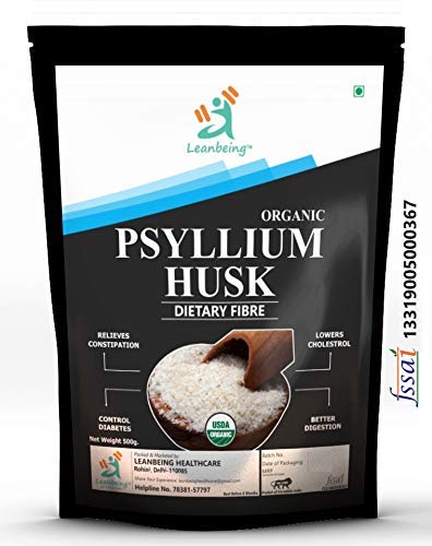 Astha Leanbeing Psyllium Husk (Sat-Isabgol) - 500 Grams (250 * 2) | Certified Organic | Fiber Supplement - Perfect for Keto Bread and Gluten Free Baking.