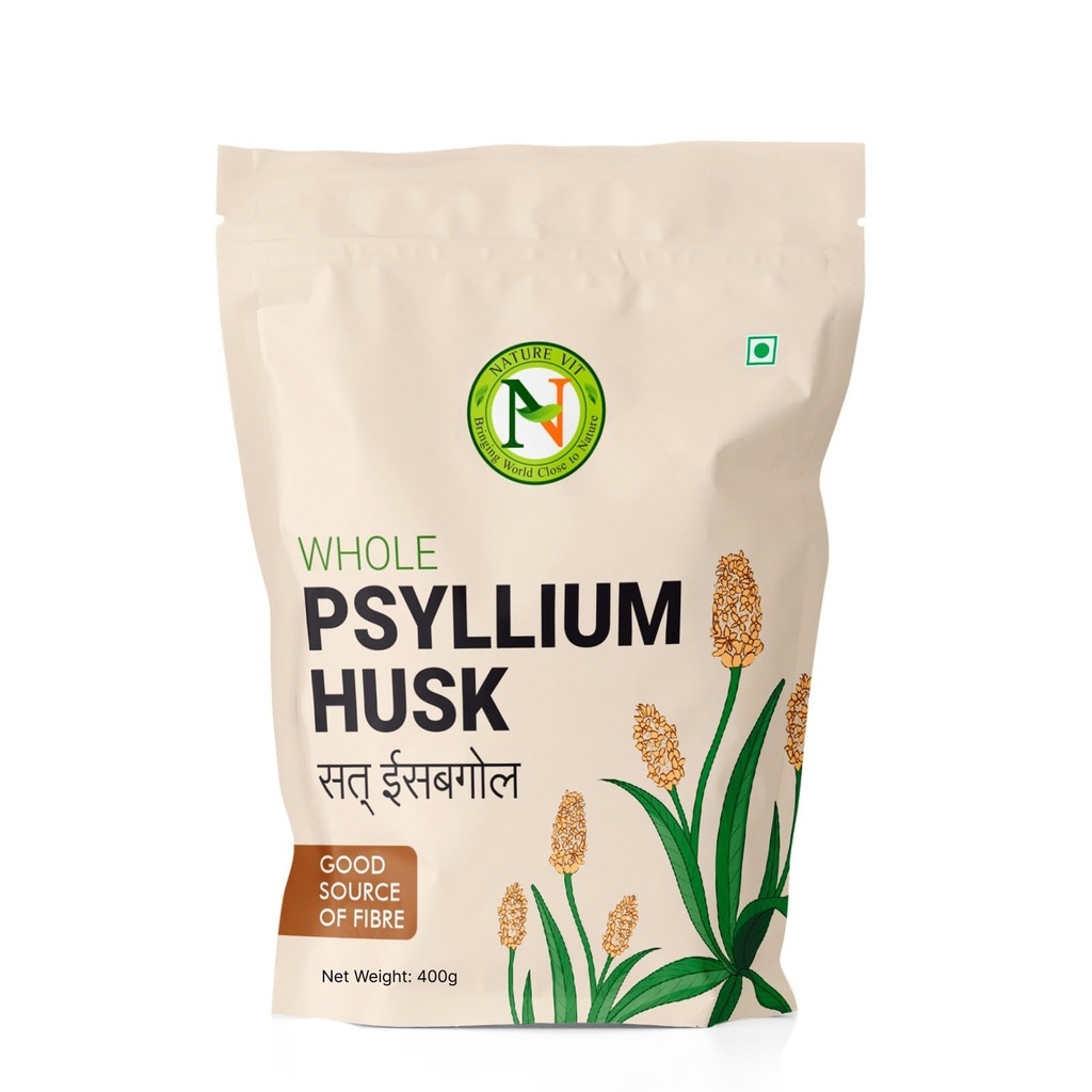 Nature Vit Psyllium Whole Husk, 400g [99% Purity & Freshly Packed]