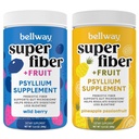 Bellway Super Fiber Powder + Fruit, Sugar Free Organic Psyllium Husk Powder Fiber Supplement for Regularity, Bloating Relief & Gut Health, Non-GMO, Wild Berry & Pineapple Passion Fruit