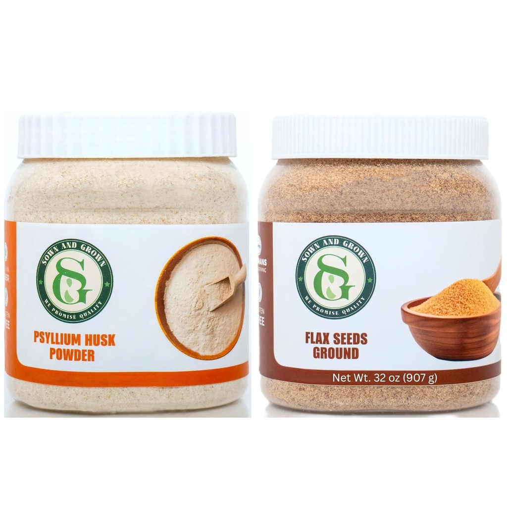 Psyllium Husk & Ground Flaxseed Baking Bundle | High Fiber | Keto & Vegan Friendly | 2 x 2lb