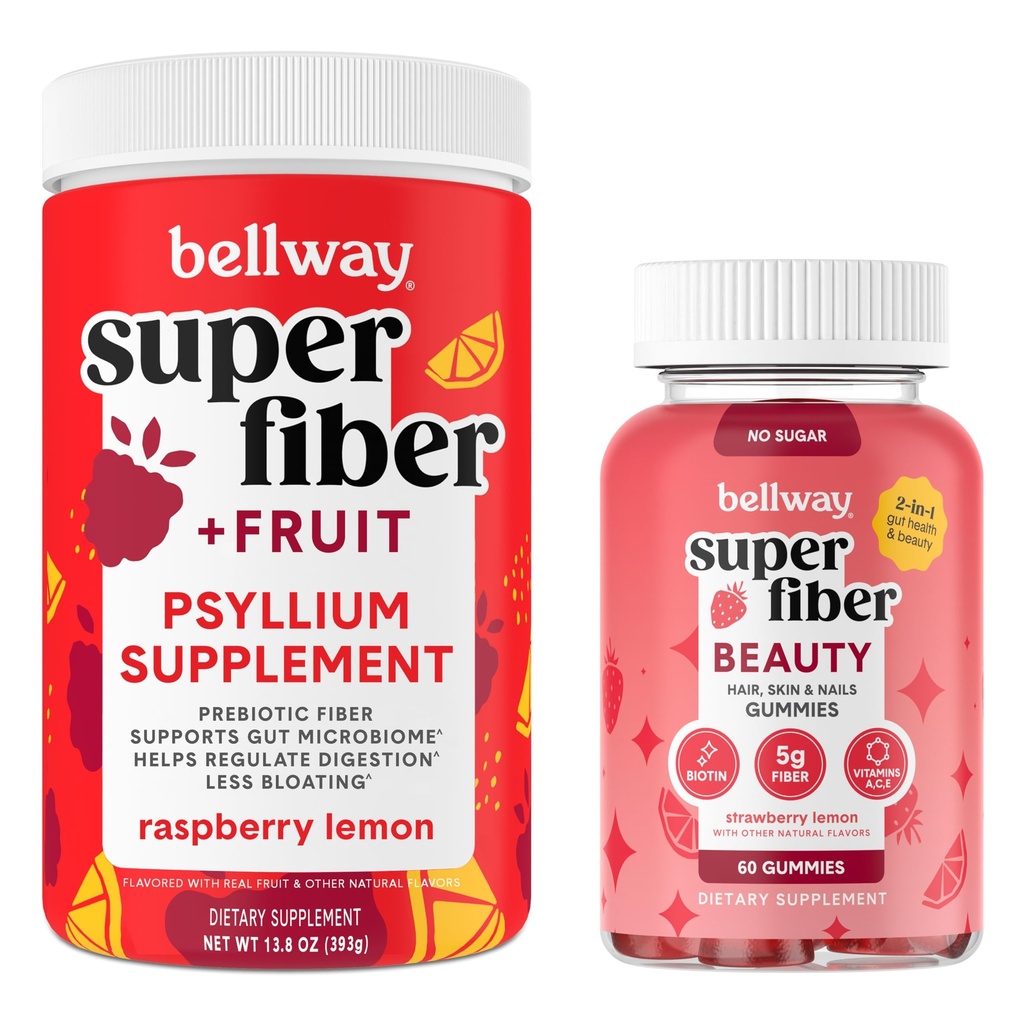 Bellway Super Fiber Powder + Fruit, Raspberry Lemon Super Fiber Beauty Gummies