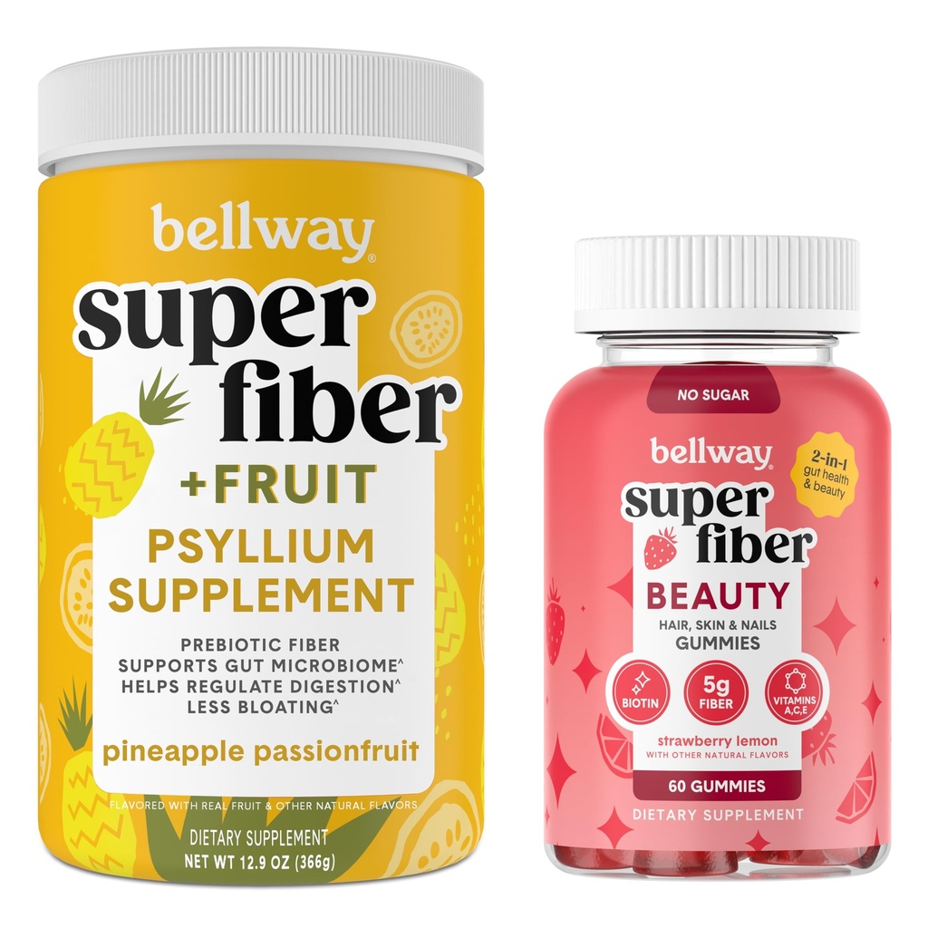 Bellway Super Fiber Powder + Fruit, Pineapple Passion Fruit Super Fiber Beauty Gummies