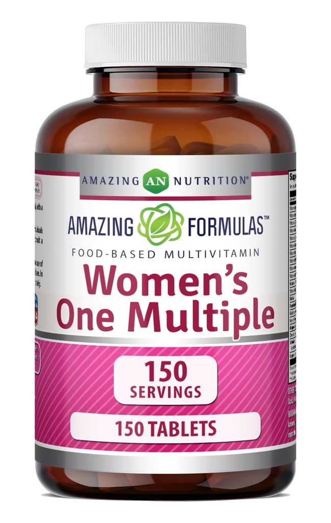 Amazing Formulas Women's One Multivitamin | Food Based | 150 Tablets, 5 Month Supply | Complete Blend of 40 Vitamins, Minerals & Probiotics Supplements | Non-GMO | Gluten-Free | Made in USA