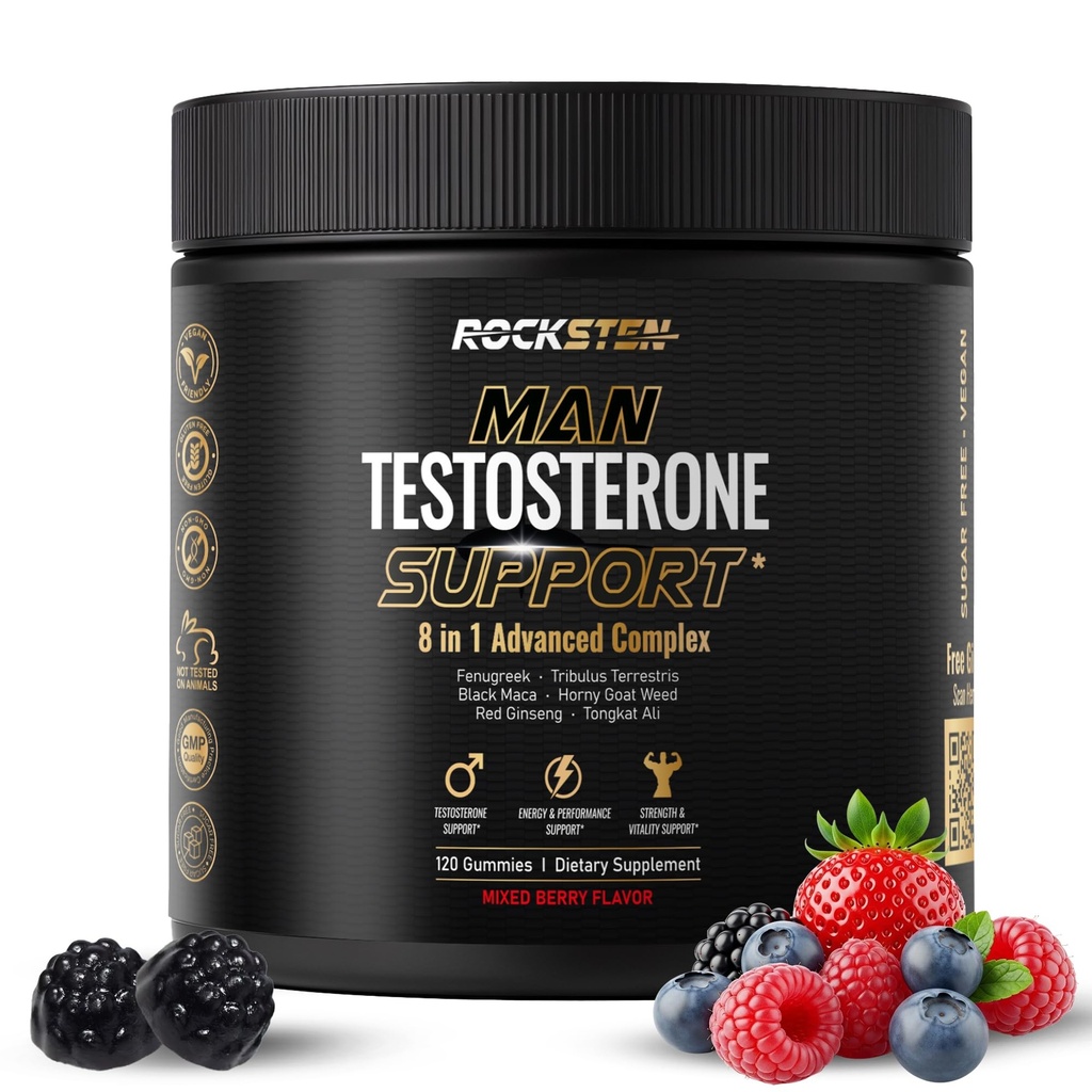 Testosterone Booster Gummies for Men - Enhancement Chews to Boost Testosterone for Energy Stamina Performance & Workout Support - Male Health Enhancing Supplement for Libido & Muscle Growth