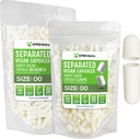 XPRS Nutra Vegan Μέγεθος 00 Χωριστές κάψουλες - 500 Count Premium Άδειες κάψουλες χωρίζονται σε τσάντες - 00 Χάπια Κενά για DIY συμπλήρωμα πλήρωσης (λευκό)