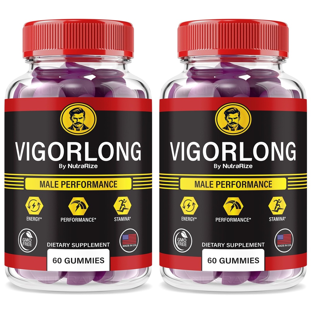 NutraRize (2 Pack) VigorLong Gummies for Men – Official Vigor Long Male Formula with a Natural Blend to Support Energy, Stamina & Performance | Great-Tasting, Easy-to-Chew Daily Gummy (120 Gummies)