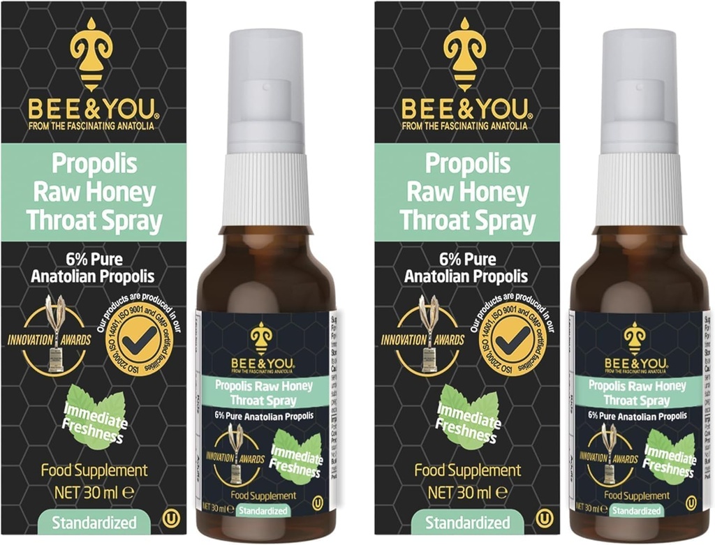 Bee and You Raw Honey Lroat Spray, 100% Pure Propolis Extract, Immune Support, Sore Lroat & Congestion Relief, Στοματική Υγεία, Αντιοξειδωτικά, Φυσικό, Κέτο, Παλαιό, Χωρίς Γλουτένη 