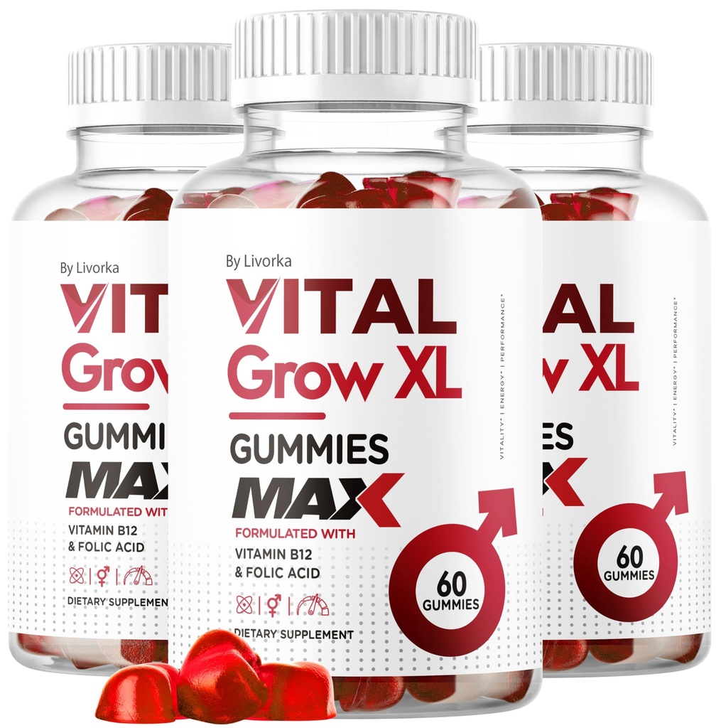 (3 Pack) Vital Grow XL Male Gummies - Men's Performance 1050MG Vital GrowXL Blend, Growth Gummy Advanced Formula, 180 Gummies for 3 Months