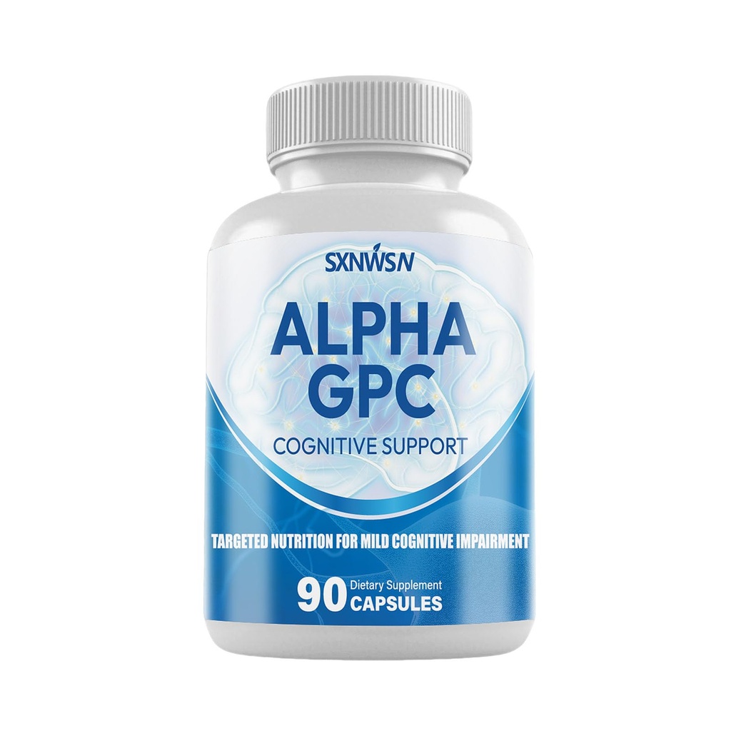Alpha GPC Cognitive Support - 300mg with Bacopa & Ginkgo Biloba | Brain Health Supplement for Memory & Focus | 90 Vegan Capsules​