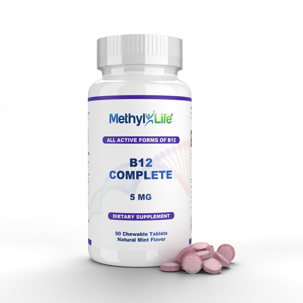 Methyl-Life B12 Πλήρης Επαγγελματική Δύναμη Ενεργός B12 3 Μήνες Προμήθεια μασώμενα. 2, 5 mg Methylcobalamin Methyl, 1, 25 mg Υδροξοκοβαλαμίνη (Υδροξυ) και 1, 25 mg Adenosylcobalamin