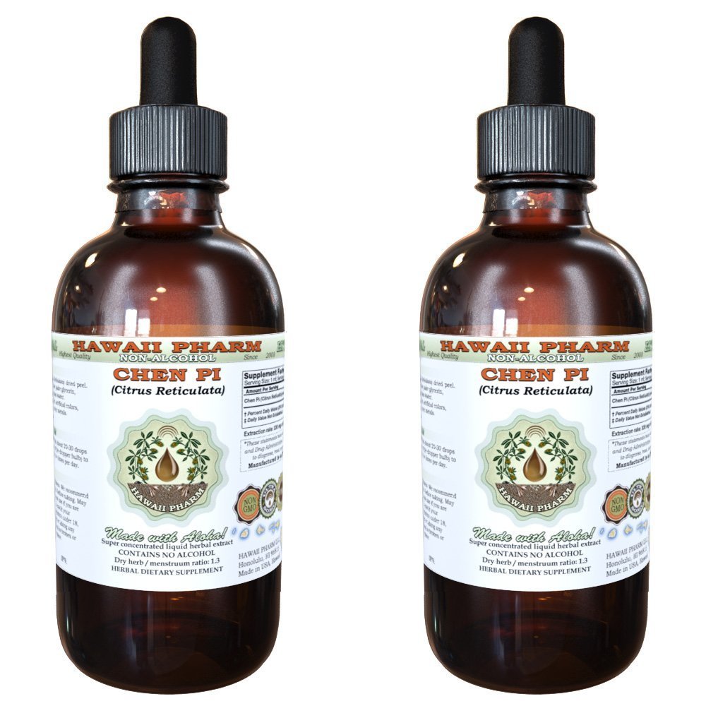 Hawaii Pharm Chen Pi Alcohol-Free Liquid Extract, Chen Pi, Tangerine (Citrus Reticulata) Peel Glycerite Natural Herbal Supplement 2x4 oz