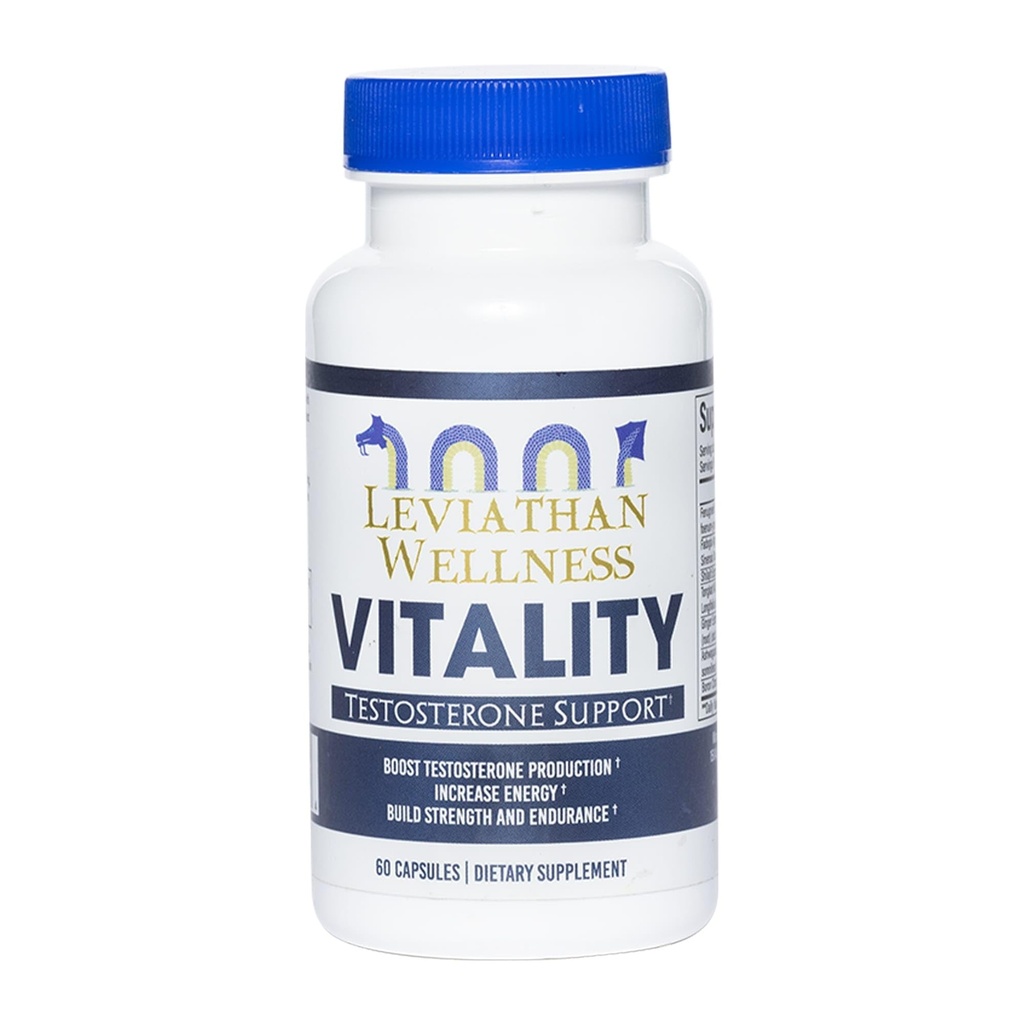 Vitality – Testosterone Support Formula | Fenugreek (500 mg), Fadogia Agrestis (300 mg), Shilajit, Tongkat Ali, Ginger, Ashwagandha | 60 Capsules, 30 Servings | Made in the USA