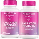 Pink Stork Lactation Probiotic - 30 Billion CFUs Multi Strain Postnatal Probiotics for Breastfeeding Women - Support Breast Milk & Gut Health, Postpartum Essentials, 60 Capsules