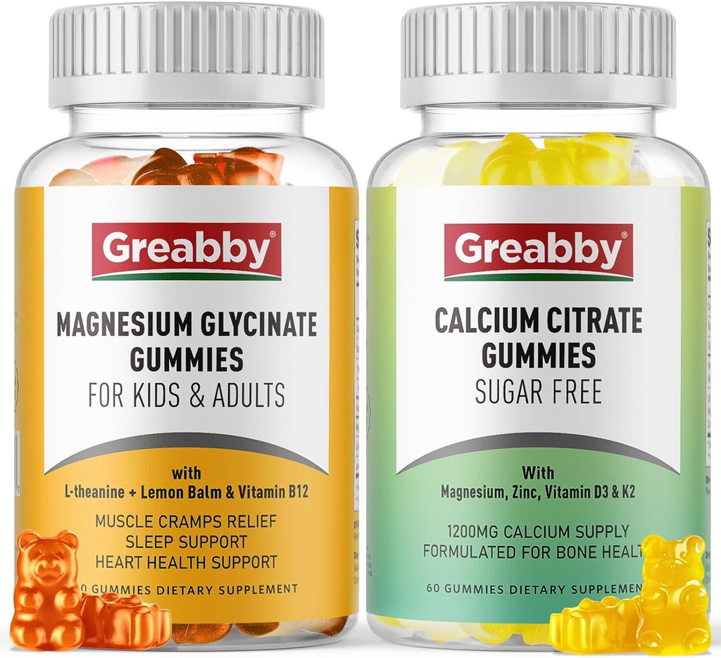 Glycinate Gummys Μαγνήσιο, Citrate Gummies Ασβέστιο για παιδιά & ενήλικες, υποστήριξη οστών