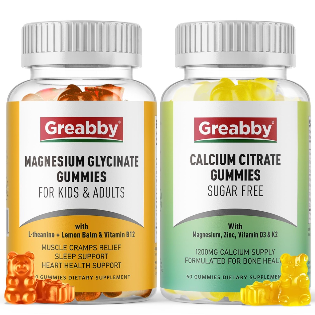 Glycinate Gummys Μαγνήσιο, Citrate Gummies Ασβέστιο για παιδιά & ενήλικες, υποστήριξη οστών