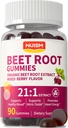 Organic Beet Root Gummies, Mixed Berry Flavor Supplements,Natural Extract, 21:1 Concentrate, Sugar Free Chews, Energy, Vitality & Performance Support, Beetroot Gummies