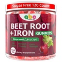 Beet Root Gummies 100mg – Red Beet Chewables with Grape Seed, CoQ10, Vitamin C, Iron & B12 – Supports Energy Metabolism & Healthy Circulation – Sugar Free Supplement for Women & Men, 120 Count