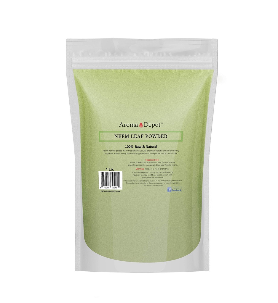 1 lb / 16 oz Neem Leaf Powder No Preservatives 100% All Pure & Natural Vegan, Non-GMO & Gluten Free, Great for Improving Immunity, Skin, Hair & Digestive Functions Azadirachta Indica