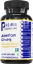 Premier Research Labs American Ginseng Supplement - Αμερικάνικες κάψουλες Ginseng, Herbal Ginseng Root Pills, North American Ginseng Herb Extract, Calming Energy Supplement - 60 κάψουλες με βάση το φυτό