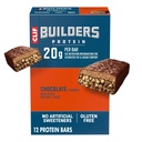 CLIF BUILDERS Protein Bars - Chocolate Flavor - 20g Plant Based Protein - Gluten Free - Non-GMO - Low Glycemic - No Artificial Sweeteners - 2.4 oz. (12 Pack)