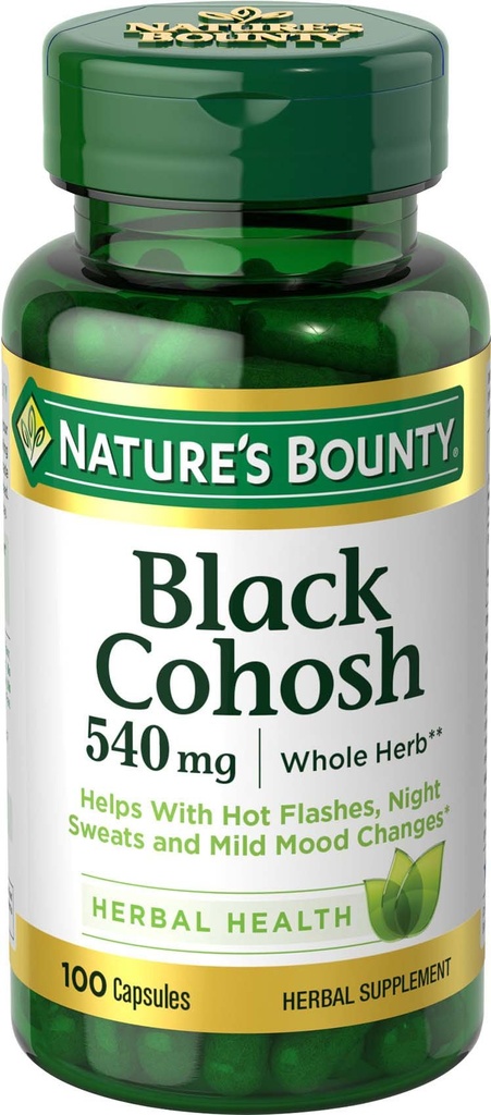Τα χάπια ρίζας Cohosh και το συμπλήρωμα υγείας των βοτάνων της φύσης, Φυσική εμμηνόπαυση, 540 mg, 100 κάψουλες