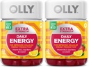 OLLY Extra Strength Daily Energy Gummy,Caffeine Free,1000mcg Vitamin B12,CoQ10,Goji Berry,Adult Chewable Supplement,Berry Yuzu Flavor -,60 Count (Pack of 2)