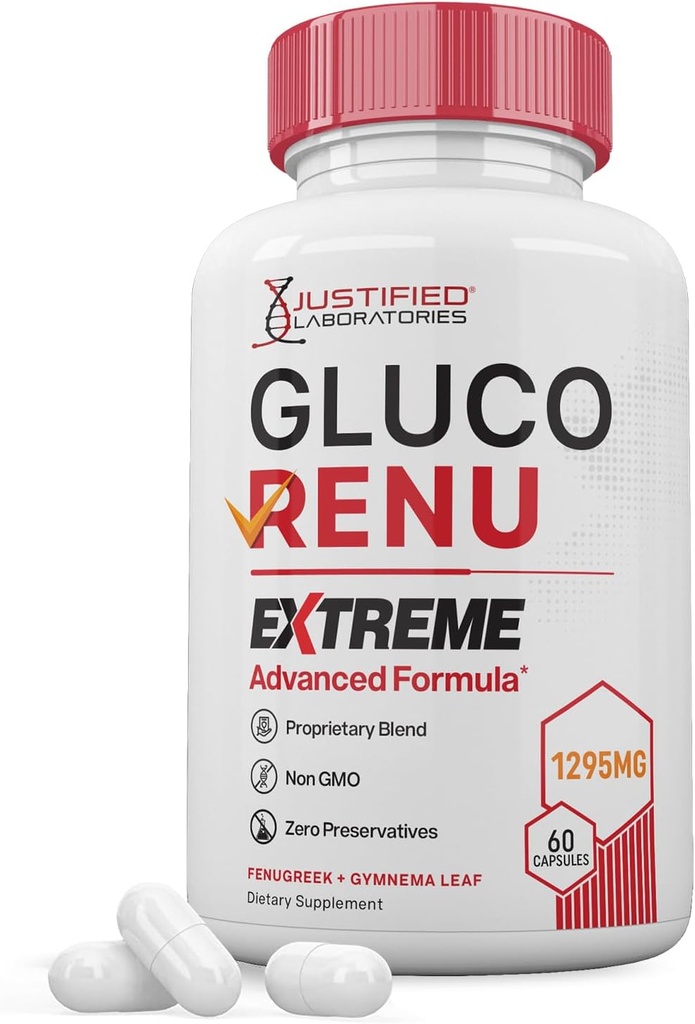 Gluco Renu Extreme 1295MG χάπια υποστήριξης Glyco Advaced Formula Gluo Renew Glycogen Support Formated with Turmeric Berberine Resveratrol Σκορδόχορτο Πικρό Μελόνι Γάλα Θήκη 60 κάψουλες
