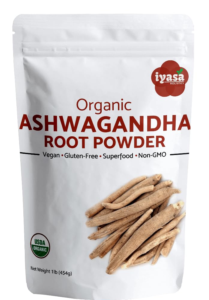 Iyasa Holistics Organic Ashwagandha Powder 16 oz – Natural Superfood Powder to Support Calm, Vitality & Mental Clarity – Withania Somnifera Root Traditional Ayurveda Products
