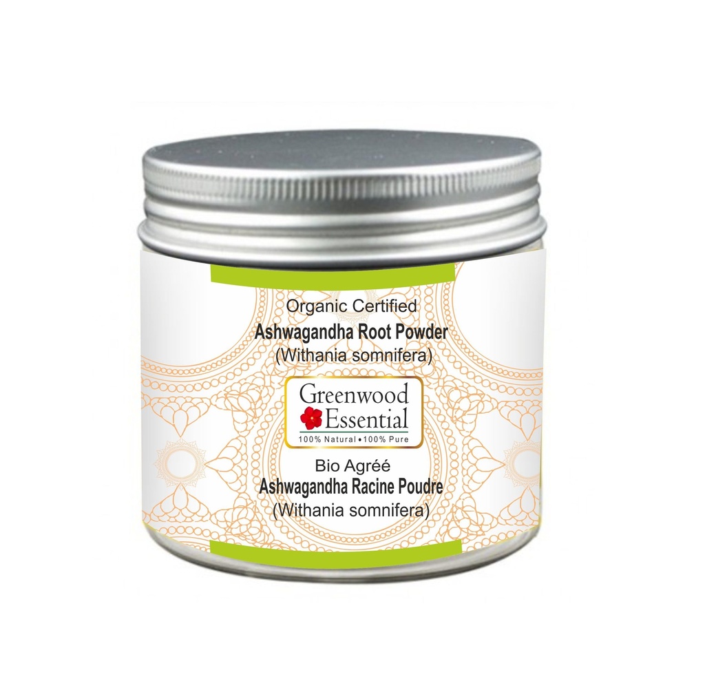 Greenwood Essential Pure Ashwgandha Powder (Withania somnifera) Organic Certified 50gm (1.76 oz)