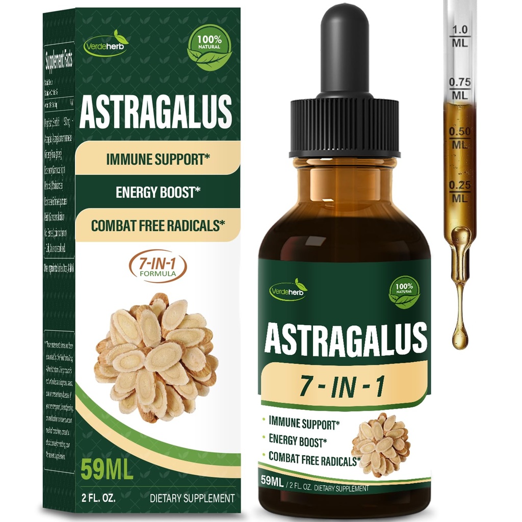 Astragalus Root Extract Herbal Drops for Immune System Support, Immunity Health & Energy Boost Tincture Συμπληρώματα με Rhodiola Rosea, Echinacea, Elderberry, Reishi, Ginseng. Χουάνγκ Τσι.