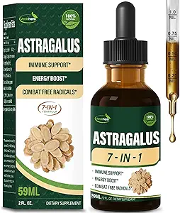 Astragalus Root Extract Herbal Drops for Immune System Support, Immunity Health & Energy Boost Tincture Συμπληρώματα με Rhodiola Rosea, Echinacea, Elderberry, Reishi, Ginseng. Χουάνγκ Τσι.