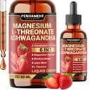 6in1 Μαγνήσιο L-Θρεονικό Υγρές σταγόνες με Ashwagandha, Μαγνήσιο Γλυκινικό και 3 Περισσότερα - Εγκεφαλική Υποστήριξη και Ανοσοποιητικό - 2 Fl Oz για 30 ημέρες - Γεύση Φράουλα