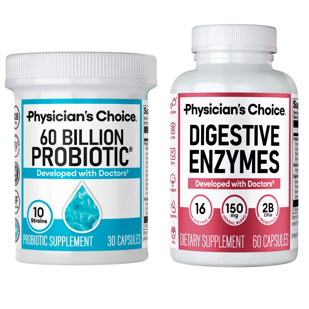 ΕΠΙΛΟΓΗ Ιατρού - Optimal Gut Health Bundle: 60 δισεκατομμύρια προβιοτικά + Digestive Ένζυμα για Digestive Άνεση και Ανοσολογική Υποστήριξη