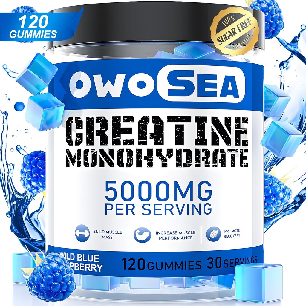 Creatine Monohydrate Gummies για άνδρες & γυναίκες 5000mg Creatine Monohydrate per Serving for Muscle Support Energy Boost 120 Count Chewable 5g συμπλήρωμα κρεατίνης ζάχαρη δωρεάν Vegan (1 Pack, Blue Raspberry)