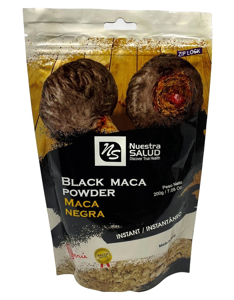 Nuestra NS Salud Black Maca Powder (200g) Unleash The Power of Peruvian Black Maca Root