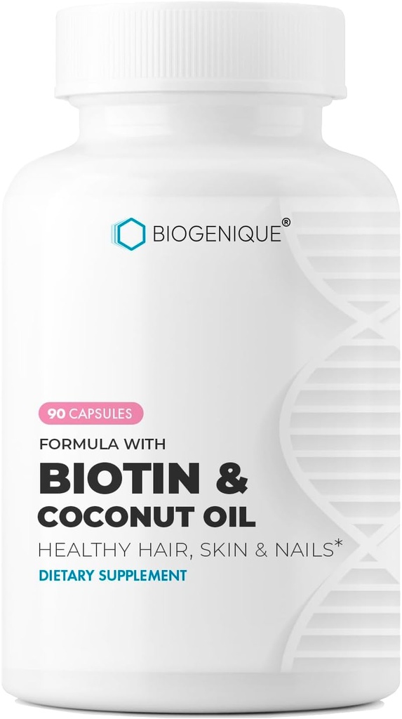 Υψηλής ισχύος Biotin συμπλήρωμα - Vegan Βιταμίνη B7 Φόρμουλα με Creatine και Coconut Oil - Υγιέστερη δέρμα, νύχια & μαλλιά και Κερατίνης Υποστήριξη - Μη ΓΤΟ & Χωρίς γλουτένη - 2500 mcg