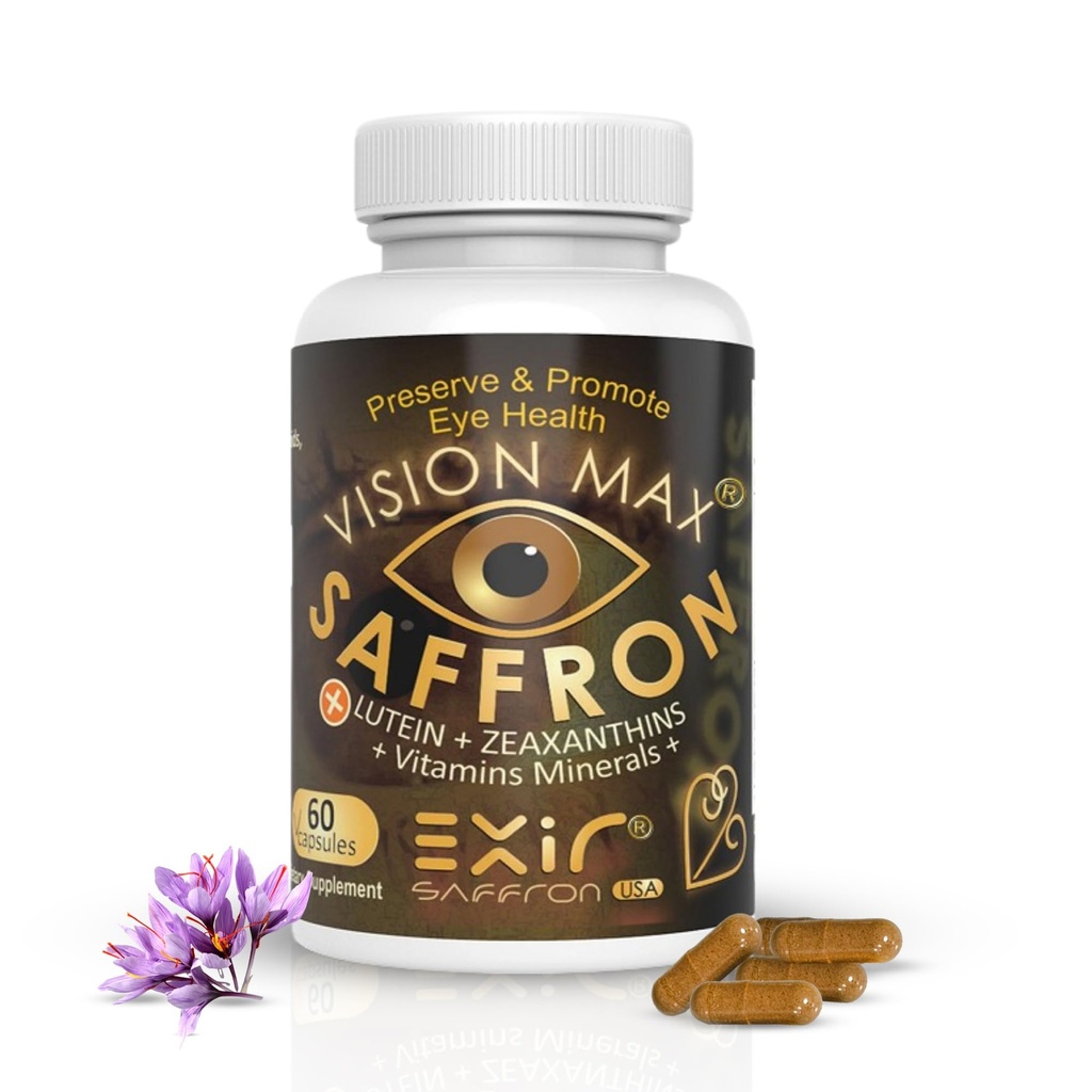 Eye Vitamins Supplement – with Saffron, Lutein & Zeaxanthin – Nutritional Support for Eye Health, 60 Capsules