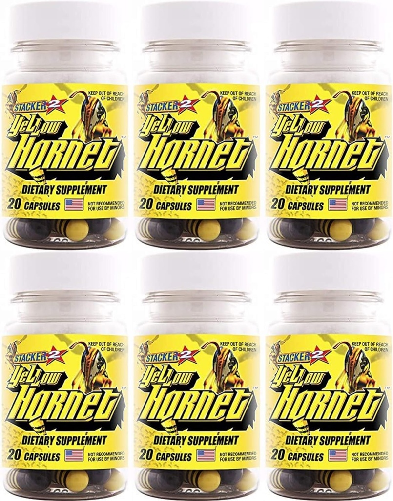 Yellow Hornet Herbal Dietary Supplement 20ct (Lot of 6 X) = 120 Capsules